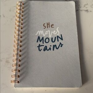 SHE MOVES MOUNTAINS Notebook with Gold Spiral